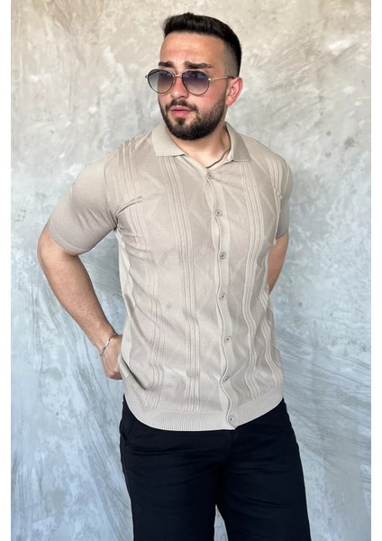 Erkek Desenli Kısa Kol Triko Gömlek P-00017164 fiyatları