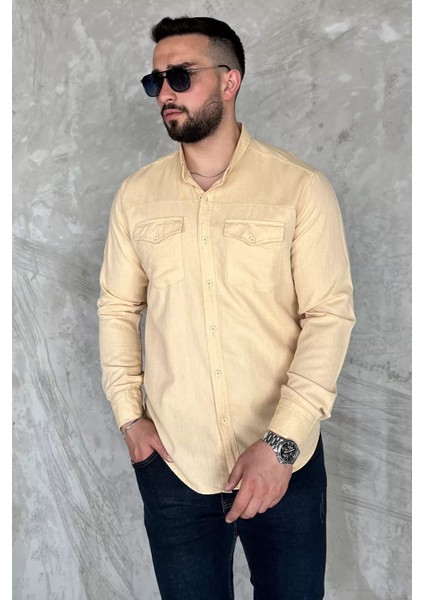 Çift Cepli Erkek Uzun Kol Gömlek P-00017050 fiyatları