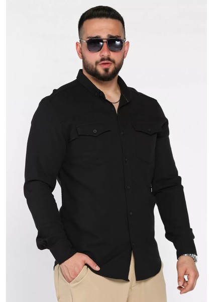 Çift Cepli Erkek Uzun Kol Gömlek P-00017050