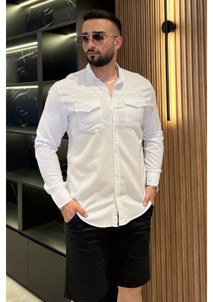 Çift Cepli Erkek Uzun Kol Gömlek P-00017050