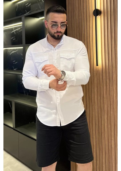 Çift Cepli Erkek Uzun Kol Gömlek P-00017050 fiyatları