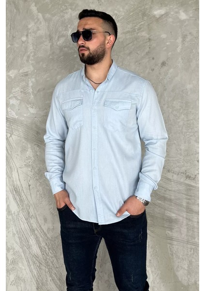 Çift Cepli Erkek Uzun Kol Gömlek P-00017050