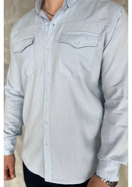 Çift Cepli Erkek Uzun Kol Gömlek P-00017050 fırsatları