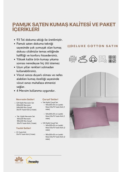 Pamuk Saten Yastık Klıfı 50X70 Turkuaz
