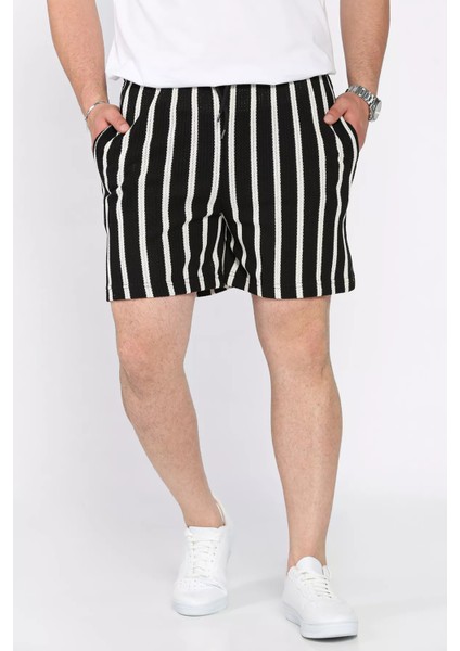 Bel Bağcıklı Çizgi Desenli Erkek Şort P-00017047