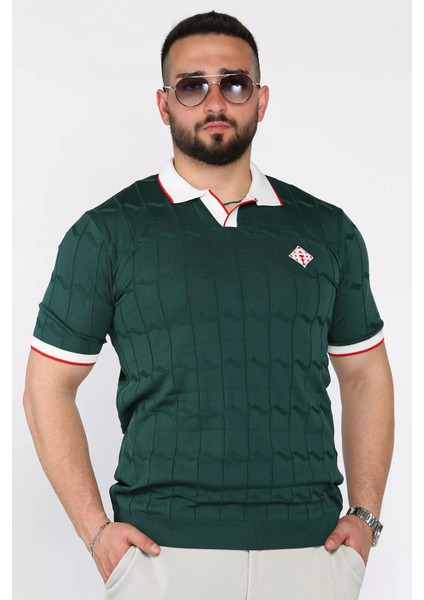 Polo Yaka Desenli Triko Tişört P-00017162