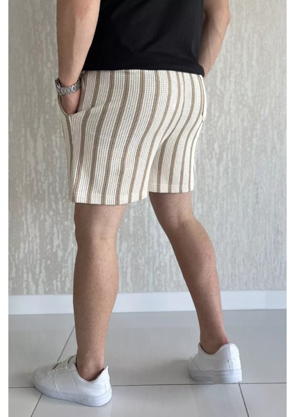 Bel Bağcıklı Çizgi Desenli Erkek Şort P-00017047 modelleri