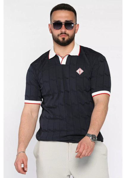 Polo Yaka Desenli Triko Tişört P-00017162