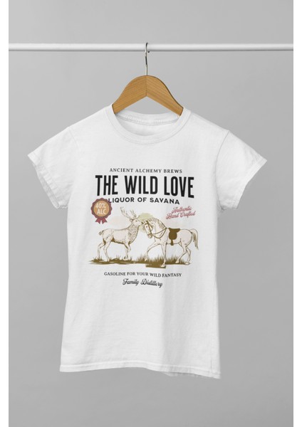 The Wıld Love Baskılı Standart Kalıp Bisiklet Yaka Pamuklu Kadın Tişört fiyatları