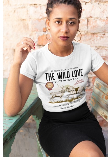 The Wıld Love Baskılı Standart Kalıp Bisiklet Yaka Pamuklu Kadın Tişört modelleri