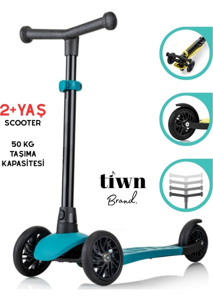 Brand 3 Tekerlekli Çocuk Scooter – Ayarlanabilir Gidonlu, 2 Yaş ve Üzeri – 50 kg Taşıma Kapasiteli, Güvenli ve Hafif Tasarım