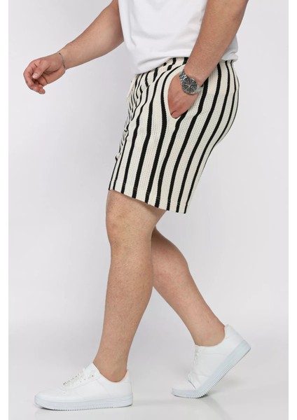 Bel Bağcıklı Çizgi Desenli Erkek Şort P-00017047 fiyatları