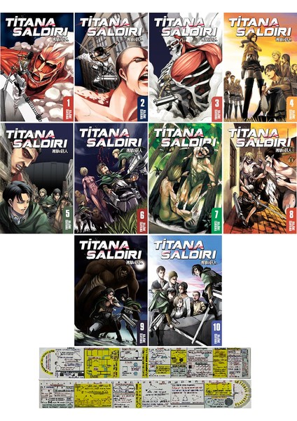 Titana Saldırı 10 Cilt Manga Seti + Mat. Öğreten Cetvel