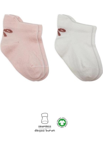 Nessiworld Bistyle 2'li Sneakers Smile Penye Çorap BS20106 Pembe Ekru