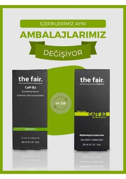 Caff-B3 Kafein ve Peptit Içerikli Vegan Göz Çevresi Serumu 30 ml