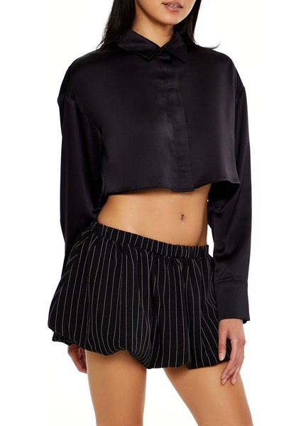 Saten Crop Gömlek