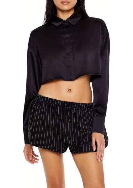 Saten Crop Gömlek fırsatları