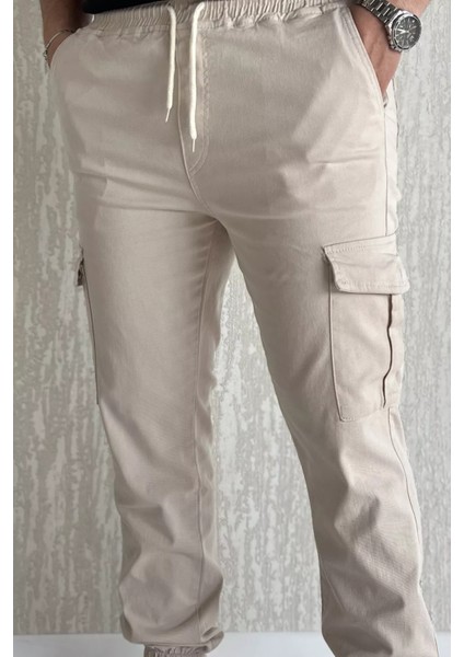 Bel ve Paça Lastikli Kargo Cep Gabardin Erkek Pantolon P-00016774 fırsatları