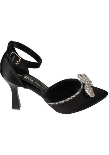 Yazkış Kadı Saten Siyah Ten Kelebek Taşlı Bilek Bağlamalı 9cm Şamdan Topuk Abiye Ayakkabı fiyatları