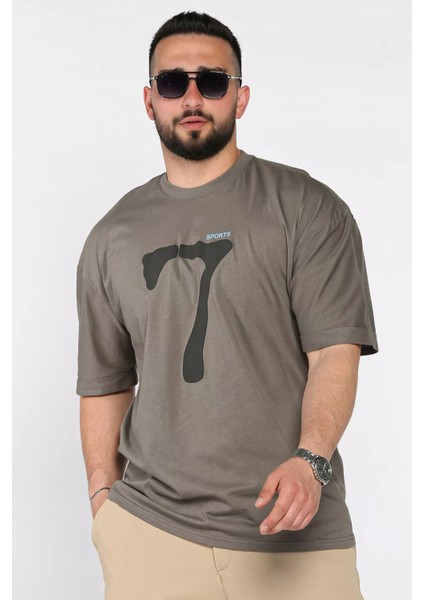 Kol Katlamalı Baskılı Erkek Tişört P-00015979