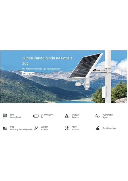 Ontech - Tp-Lınk Vıgı SP6030 31.2AH/10.8V 60W Akıllı Güneş Enerjisi Besleme Sistemi