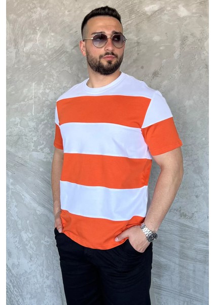 Bisiklet Yaka Parçalı Erkek Tişört P-00015843