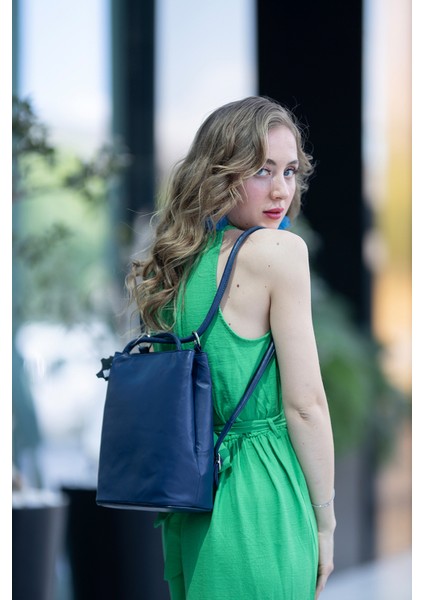 Sophia Lacivert Hakiki Deri Kadın El Omuz ve Sırt Çantası fırsatları