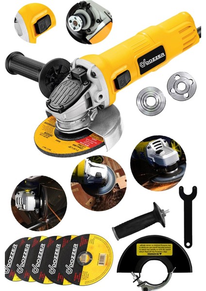 KG9000 Bakır Sargılı Spral Taşlama Makinası Avuç Içi Taşlama 115-125 mm 5 Adet Disk Hediye