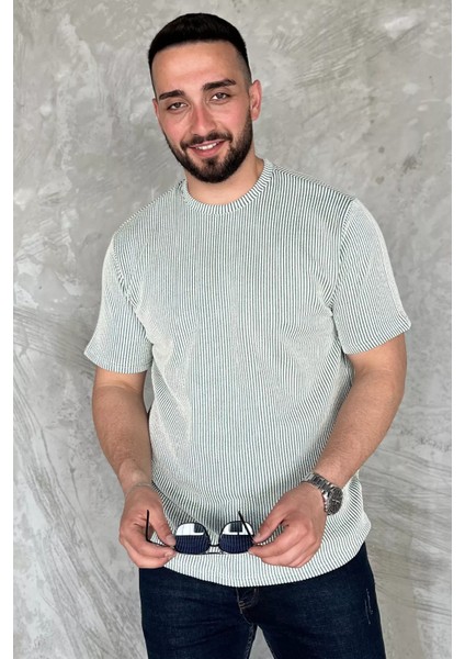 Bisiklet Yaka Çizgili Erkek Tişört P-00015833