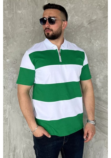 Polo Yaka Yarım Fermuarlı Erkek Tişört P-00015558