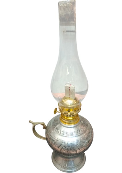 Bakır Gaz Lambası Şamdan Dekoratif Antik Bakır Osmanlı Gaz Lambası Portatif Nostaljik Gaz Lambası Şamdan Beyaz Bakır