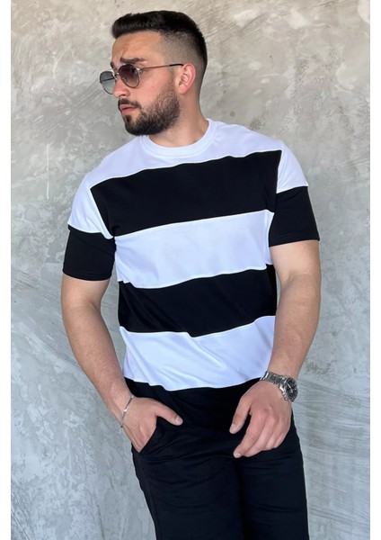 Bisiklet Yaka Parçalı Erkek Tişört P-00015843