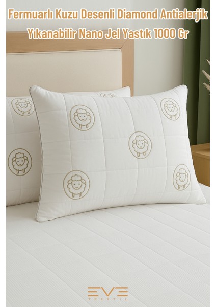 Diamond Desenli Antialerjik Yıkanabilir Nano Jel Yastık – 1000 gr (50X70 Cm)