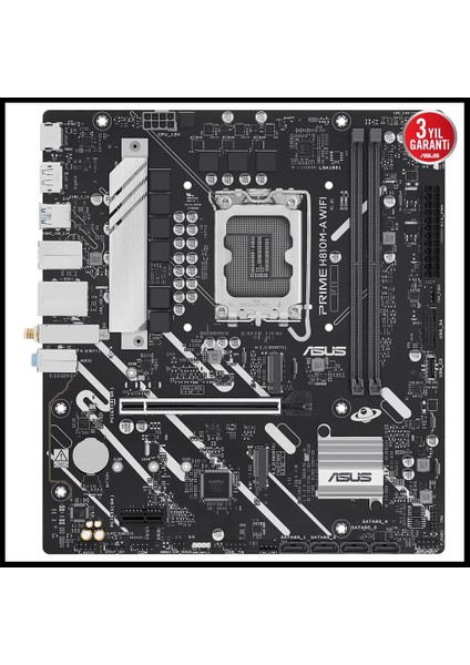 Prıme H810M-A Wıfı, 2xddr5, 2x M.2, Hdmı, Dp, Wi-Fi 6, Bluetooth 5.3, Intel Core Ultra Cpu(Seri 2), LGA1851 Soket, Atx Anakart