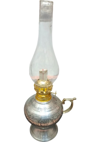 Bakır Gaz Lambası Şamdan Dekoratif Antik Bakır Osmanlı Gaz Lambası Portatif Nostaljik Gaz Lambası Şamdan Beyaz Bakır