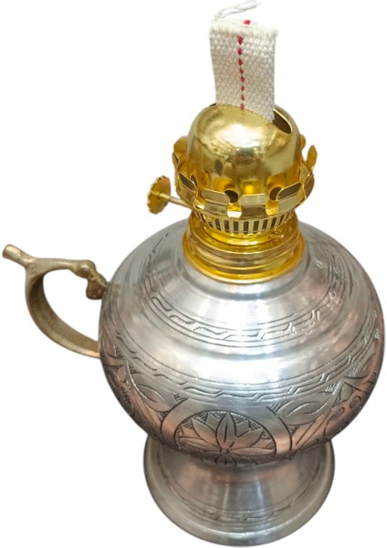 Bakır Gaz Lambası Şamdan Dekoratif Antik Bakır Osmanlı Gaz Lambası Portatif Nostaljik Gaz Lambası Şamdan Beyaz Bakır