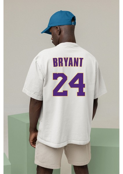 Kobe Bryant Los Angeles Lakers Baskılı Beyaz Oversize Unisex Tshirt