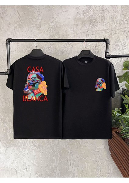 Casa Blanca Çift Taraflı Baskılı Siyah Erkek Tshirt