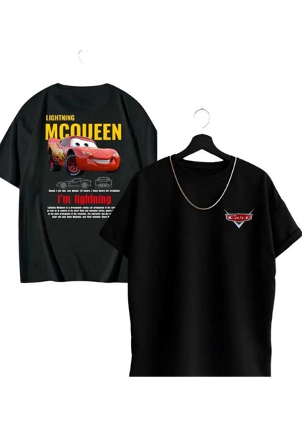 Disney Arabalar Sally ve Mcqueen Baskılı Oversize Unisex Tshirt