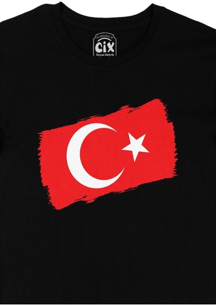 Sc Plus Dikdörtgen Türk Bayraklı Siyah Tişört