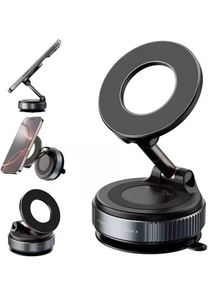 Mıknatıslı Vakumlu Manyetik 360° Dönen Taşınabilir Çok Amaçlı Araç Içi Telefon Tutucu