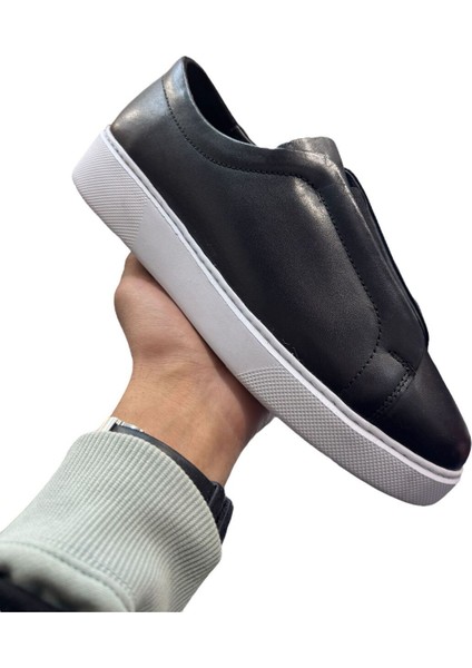 Erkek Deri Sneaker Ayakkabı Siyah