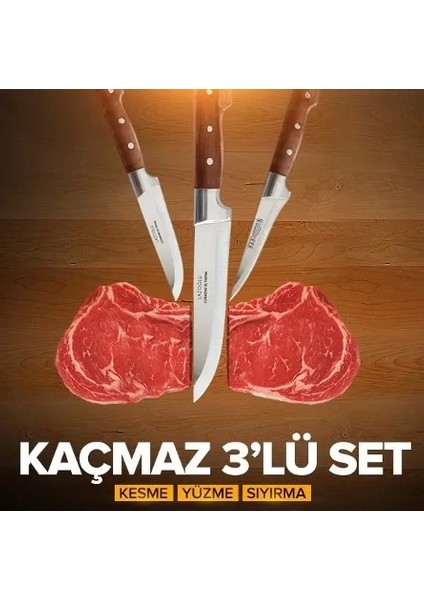 El Yapımı Sürmene Kasap ve Kurban Seti 3 Parça