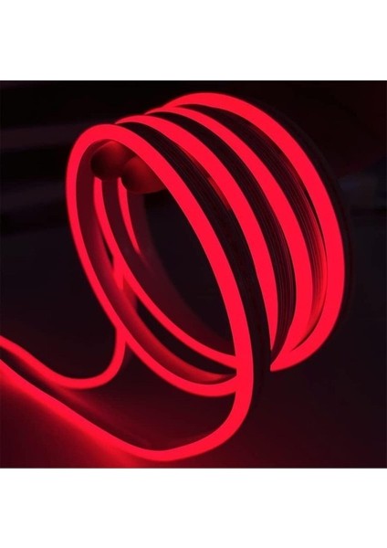 Neon Esnek Hortum Şerit LED Kırmızı Rengi + 220V FIŞ/1,2,3,4,5,10,15,20,25,50,100 Metre