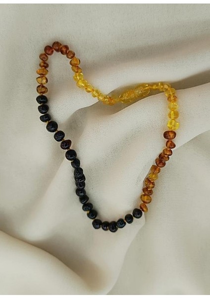 Kolye Kehribar Amber Doğaltaş Karışık Renkli Düğümlü Bebek Kolyesi modelleri