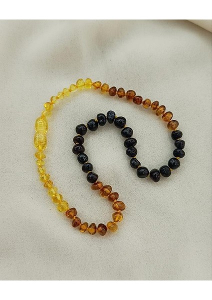 Kolye Kehribar Amber Doğaltaş Karışık Renkli Düğümlü Bebek Kolyesi indirimleri