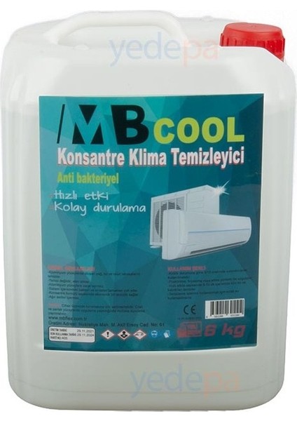 MB Cool Konsantre Klima Temizleme Kimyasal Sıvısı Klima Serpantin Temizleyici 6 Lt+Fırça+Eldiven