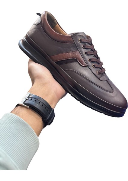 Kahverengi Günlük Rahat Yürüyüş Sneaker Battal Boy Hafif Spor Ayakkabı