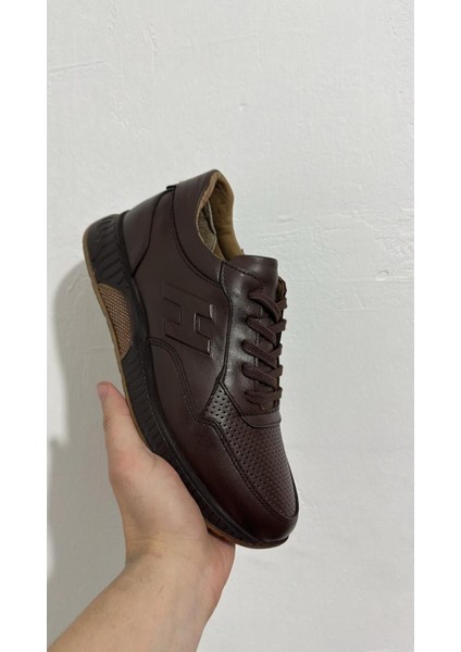 Kahve Yazlık Delikli Hafif Deri Erkek Spor - Erkek Spor Ayakkabı