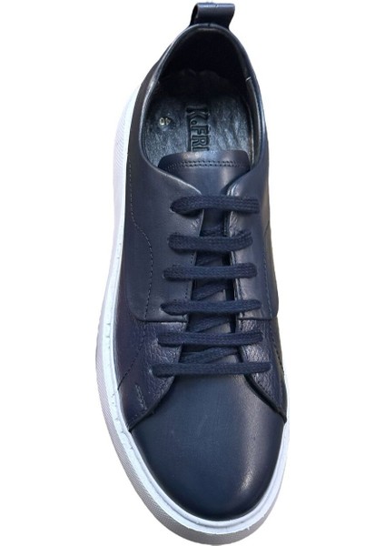 Erkek Deri Sneaker Ayakkabı Lacivert